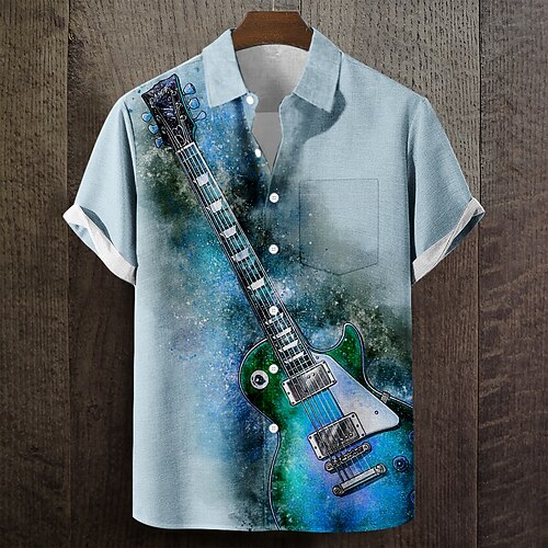 Homme Guitare Instrument de musique Chemise Chemise d