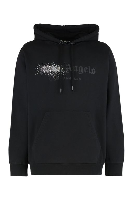 Hooded Cotton Sweatshirt - Black - Palm Angels Sweats