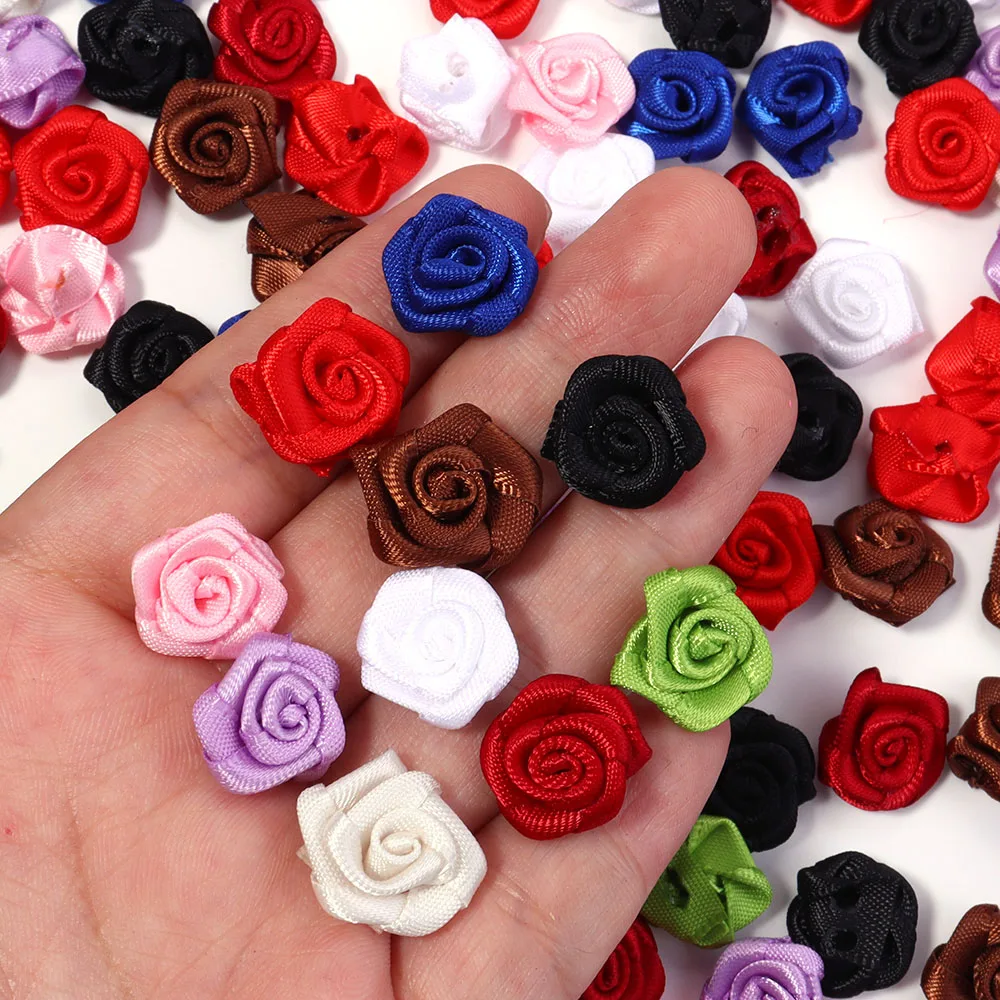 20 Teile/los 1,5 cm Mini Frische Rosa Band Blumen Kleine Größe Satin Band Künstliche Rose Blume Handwerk Festliche Party Dekoration