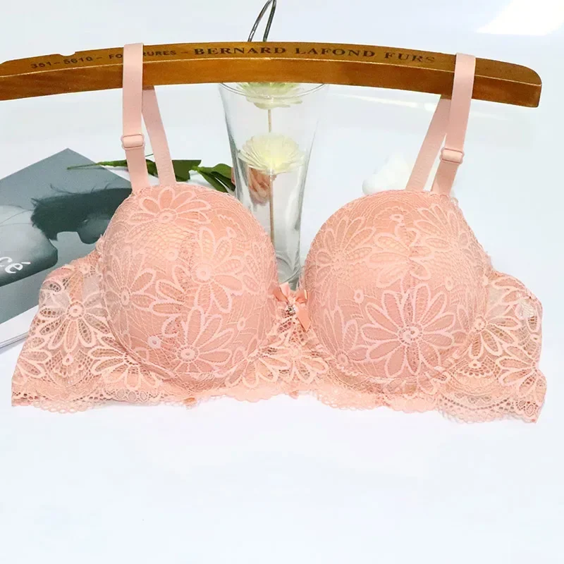 Spitzen-BH für Frauen, große Körbchen, 1/2 sexy florale Bügel-Unterwäsche, Damen-Push-Up, dünner BH, halbe Körbchen, 36–42 °C, schwarzer Büstenhalter