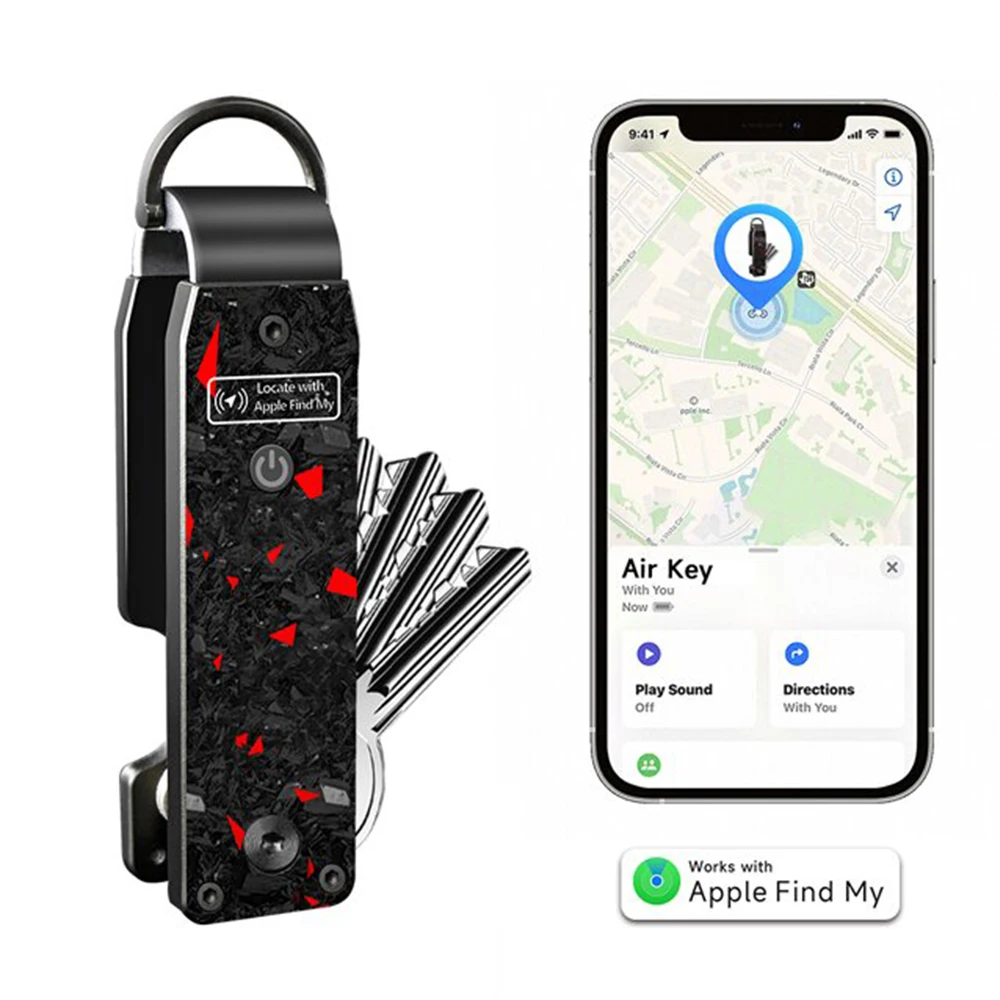 Schlüsselanhänger, Schlüsselfinder, Schlüssel-Organizer funktioniert, integrierte Airtag-Chips, Auto-Schlüsselanhänger mit GPS-Tracker, für 2–6 Schlüssel Image