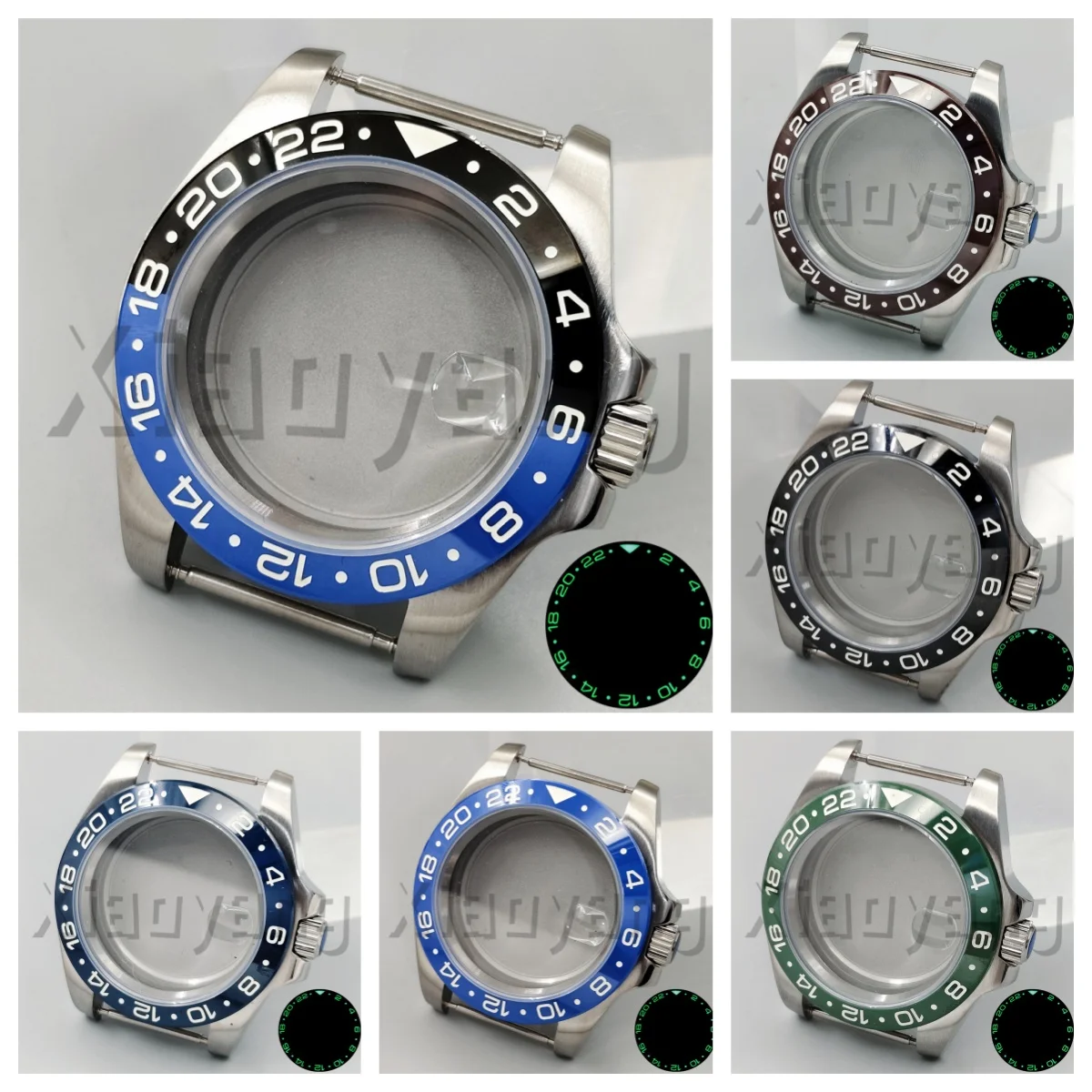 40 mm 10ATM SUB Taucheruhrengehäuse, fest, 24 Stunden leuchtende Keramiklünette, Saphirglas, passend für NH34 NH35 ETA PT5000 Miyota 9015 Ronda 515 Image