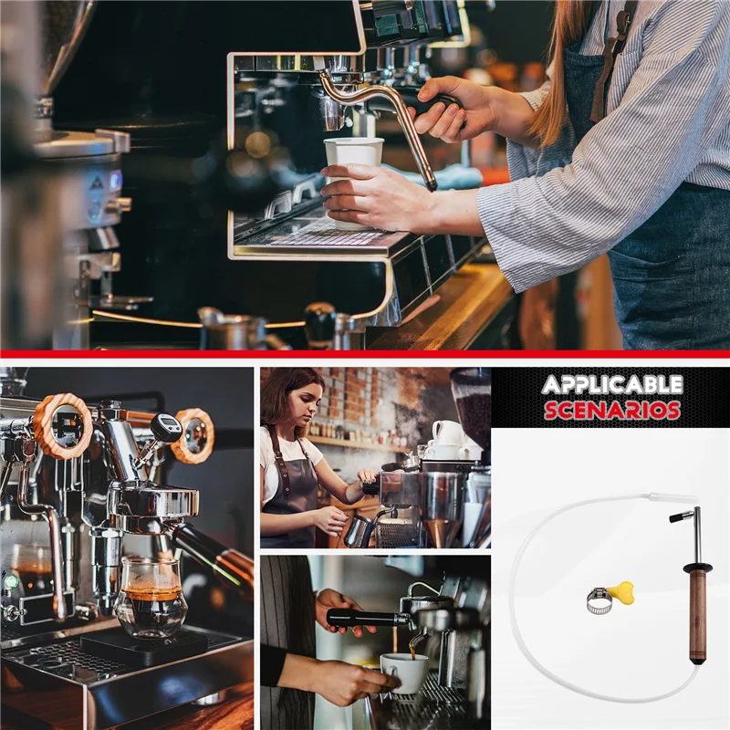 【Flash-Deal!】Dampfreinigungsbürste mit Holzgriff und Nylon für die Wartung der erweiterten Kaffeemaschine Image