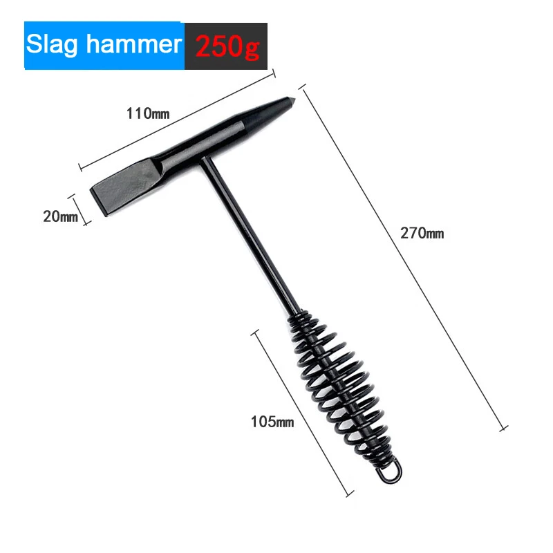 Elektrischer Schweiß-Schlacke-Hammer, Federgriff, elektrischer Schweiß-Rostentfernungshammer, Schweißerhammer, spitzer Hammer 250 g Image