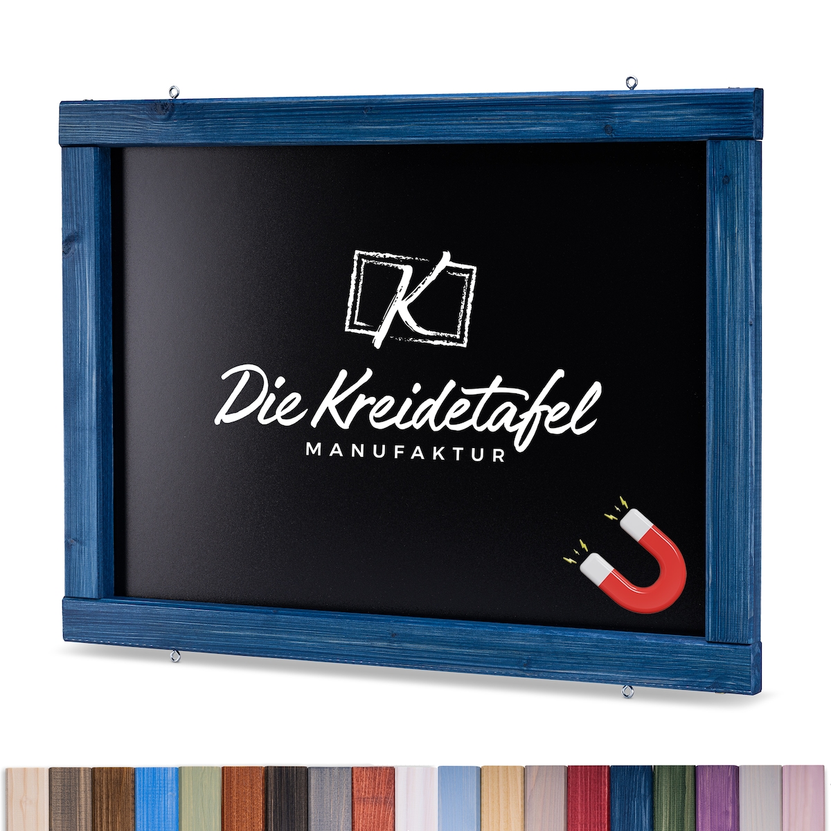 Die Kreidetafel Manufaktur Magnetische Kreidetafel - Magnettafel mit Holzrahmen / Maritimes Blau 65x65cm Image