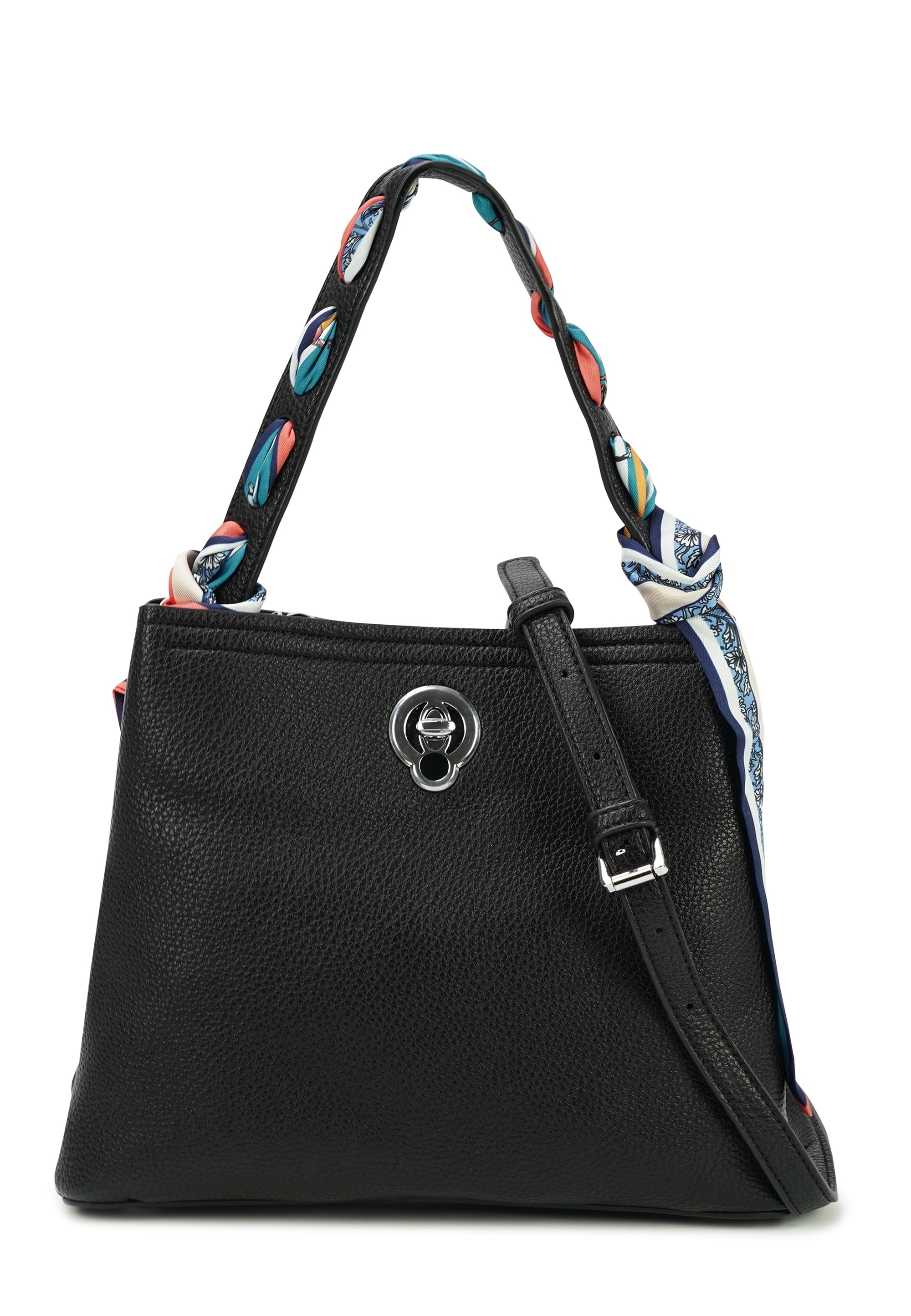 Henkeltasche HARPA "KATALIA", Damen, Gr. B/H/T: 10cm x 21cm x 26cm, schwarz, Kunstfaser, unifarben, Taschen, mit mehreren Fächern