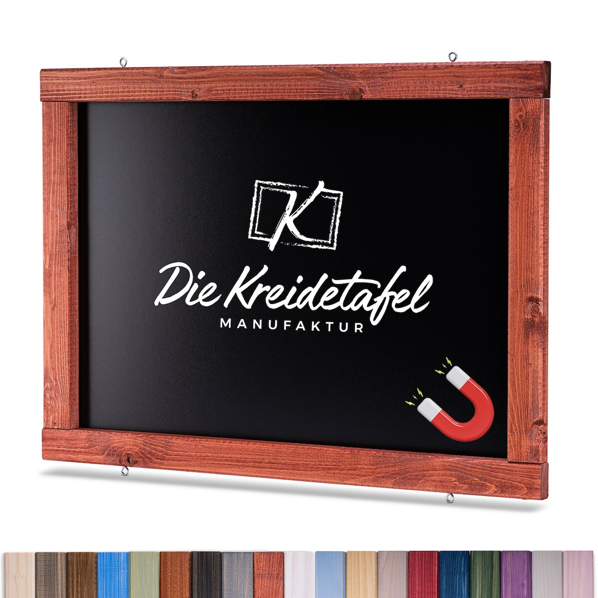 Die Kreidetafel Manufaktur Magnetische Kreidetafel - Magnettafel mit Holzrahmen / Mahagoni 90x60cm Image