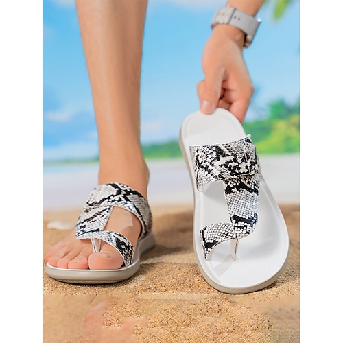 Lässige Herren-Sommersandalen – stylisches Schlangenmuster, perfekt für Strandhochzeiten und Urlaub Image