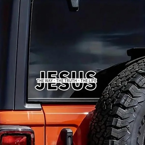 5 Stück Jesus – der Weg, die Wahrheit, das Leben – christliche Vinyl-Aufkleber, inspirierende Bibelvers-Aufkleber, wasserfest und abnehmbar, Glaubensaufkleber für Autos, LKWs, Laptops, christliche Image