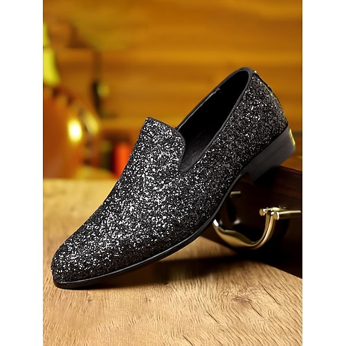 Goldene Glitzer-Herrenschuhe – Premium-Design für formelle Hochzeiten und glamouröse Events Image