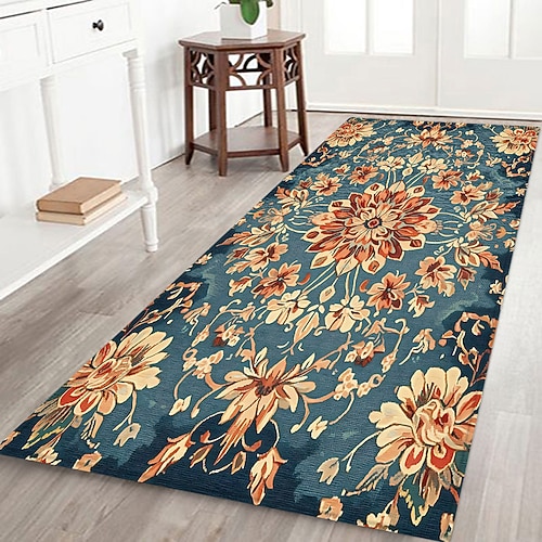 Rutschfester Flurläufer mit Bohème-Muster aus Flanellstoff, bedruckte Fußmatte für Eingangsbereich, Badezimmer und Wohnbereich Image