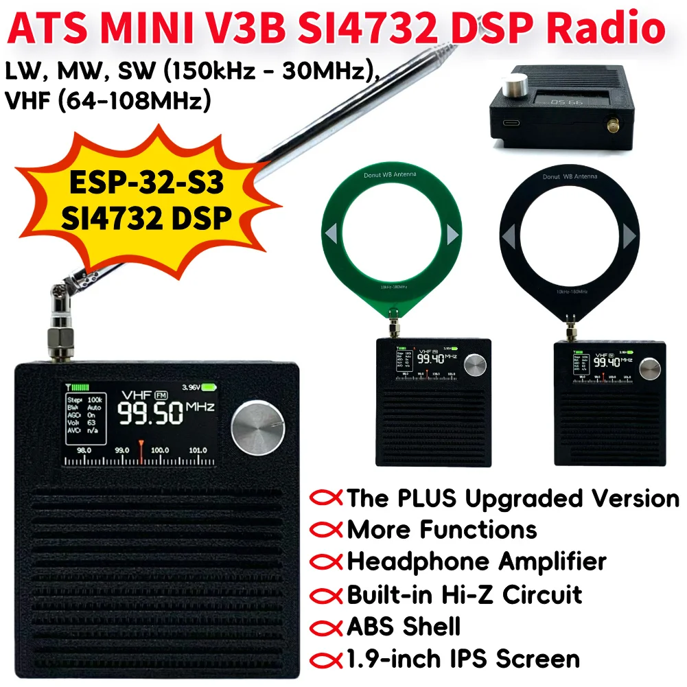 ATS MINI V3B SI4732 Radio ALL Band DSP Upgrade Taschenradio FM AM SSB LSB USB-Empfänger Eingebauter Hi-Z-Kopfhörerverstärkerschaltung Image