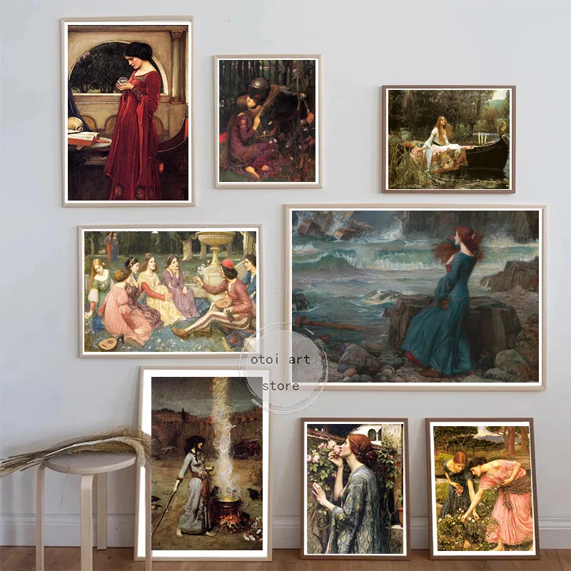 Vintage klassische John William Waterhouse Kunstwerke Lady of Shalott Kunst Poster Leinwand Malerei Wanddrucke Bild Zimmer Home Dezember