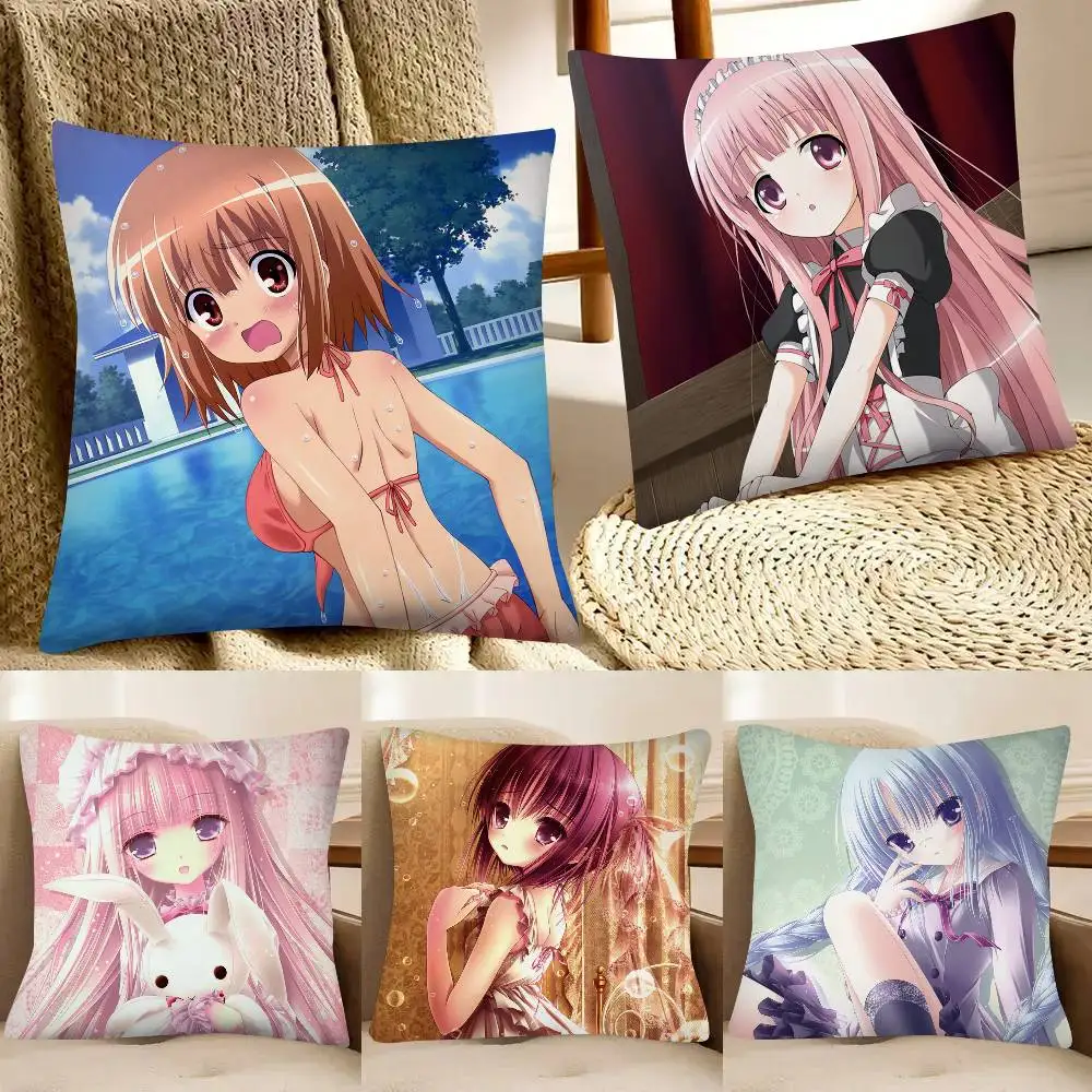 Niedlicher Anime Ro-Kyu-Bu Kawaii Kissenbezug, quadratisches Kissen, Schlafzimmer, Sofa, Freizeit, Komfort, Kissen, Auto, Heimdekoration