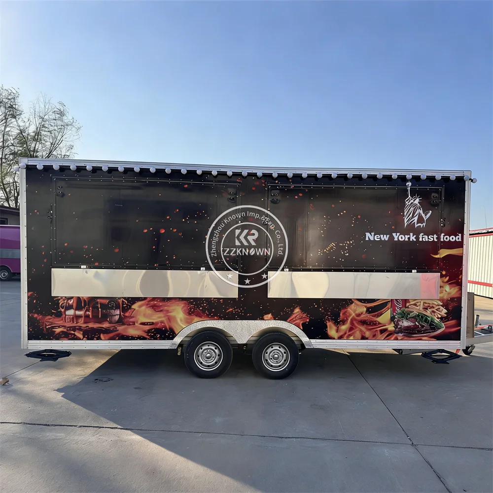 Remorque de nourriture de café de Concession Standard américaine chariots de nourriture de Hot-Dog remorque Mobile de camion de nourriture de crème glacée avec la cuisine complète