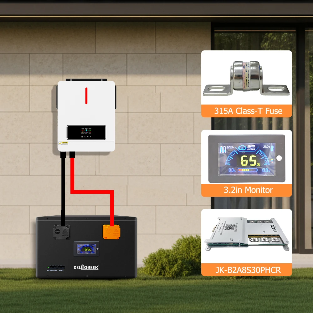 12V 628Ah DIY LiFePO4 Batteriekasten Systemgehäuse Obudowa für EVE MB56 Zelle Eingebautes 300A BMS mit Heizmodul 2A Active Balance Image