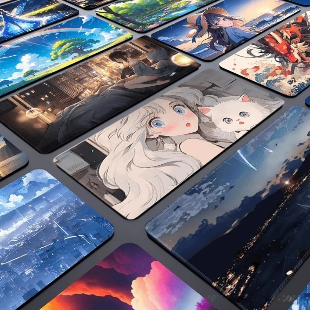 E-Sport-Animations-Anime-Mauspad, rutschfestes Gummi-Mauspad für Spiele, langlebiges Desktop-Pad, geeignet für Büros und Spiele Image