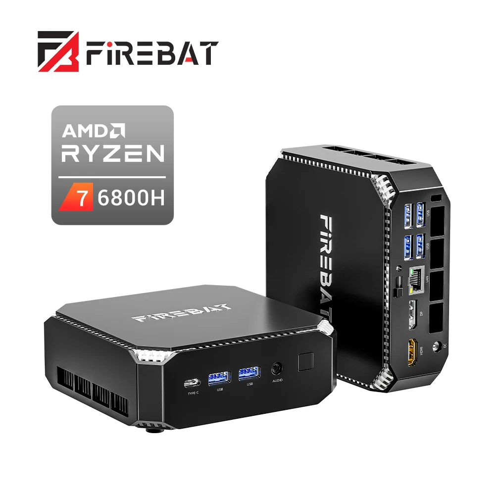 Qcta Core Hochwertiger brandneuer Firebat A6 Mini-PC AMD Ryzen 7 6800H Prozessor Guter Preis EU-Stecker für Game Mini PC