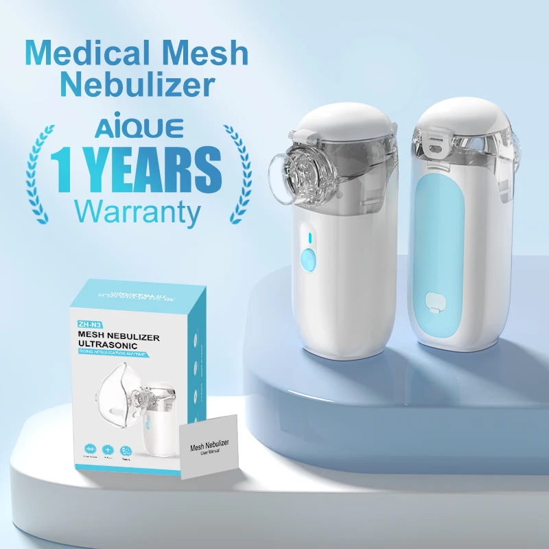 AiQUE Silent 3,7 μm tragbarer Mini-Vernebler, versandkostenfrei, medizinischer Ultraschall-Atmungseinhalator, mobiles Dampfgerät für laufende Nase Image