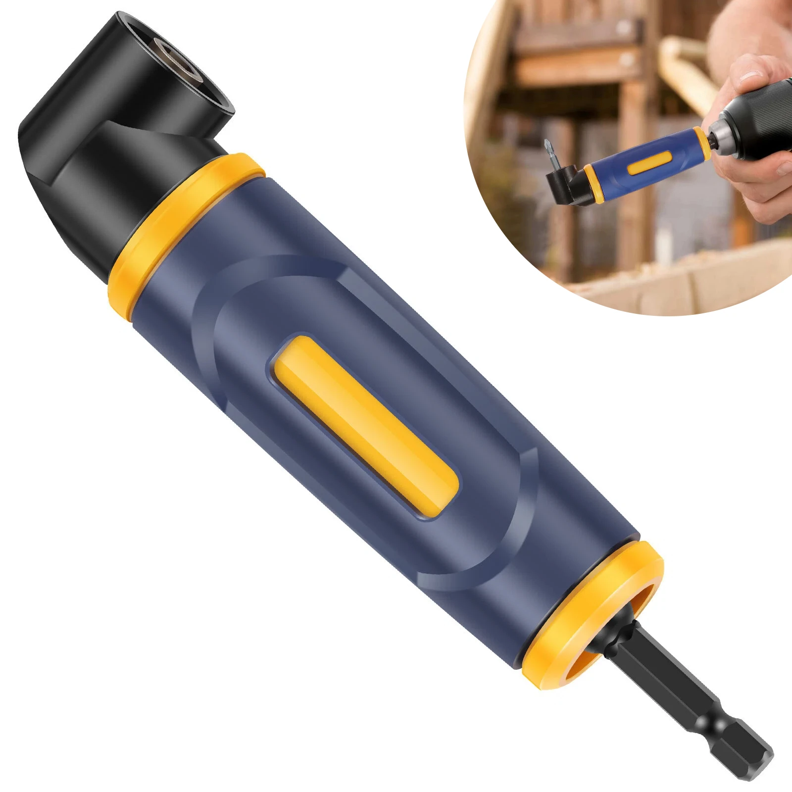 90-Grad-Winkelbohrer-Adapter, Elektroschrauber, Winkelbohrer-Zubehör, kompakter rechtwinkliger Bohrer für Präzisionsarbeiten Image