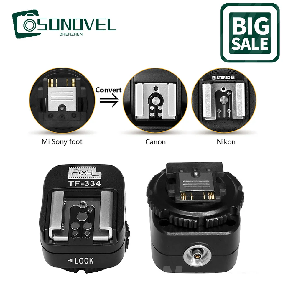 Pixel TF-334 Blitzschuh-Adapter für die Konvertierung von Sony Mi A7 A7S A7SII A7R A7RII A7II Kamera zu Canon Nikon Yongnuo Flash-Zubehör Image