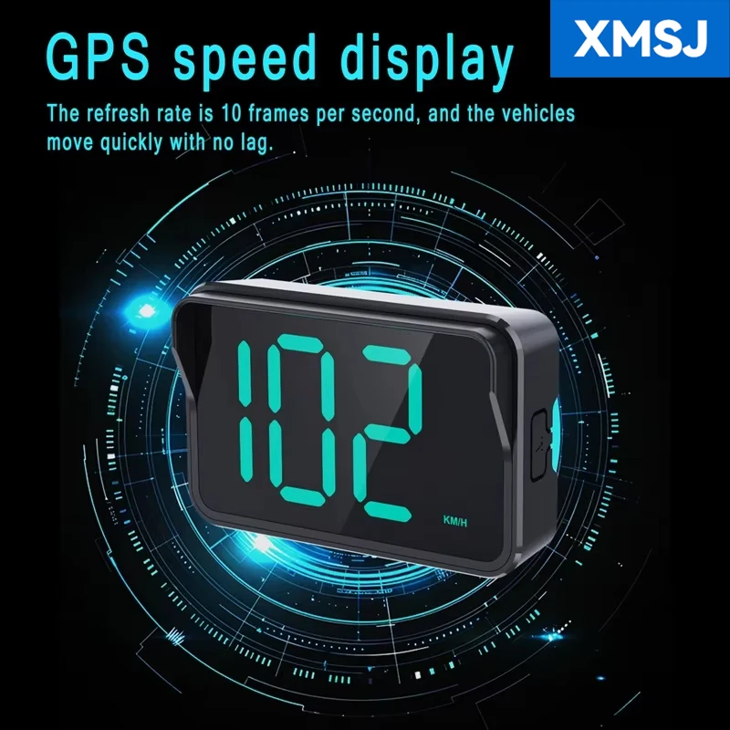 XMSJ Universal HUD Digital Speedometer GPS Head Up Display Digital Plug and Play for All Car Plug and Play With Suction Cup
