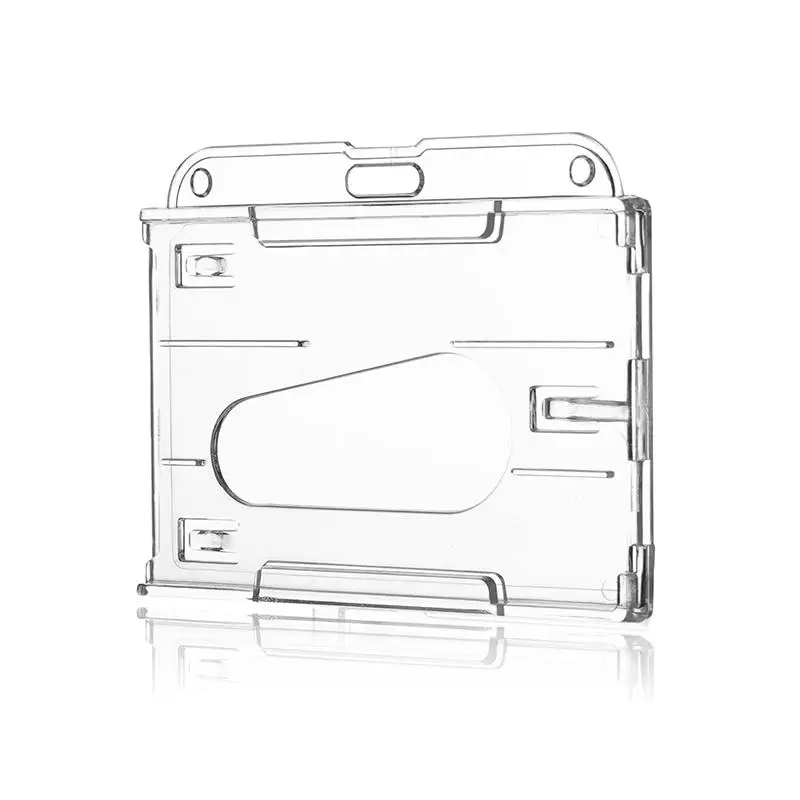 Slot per carte doppie trasparenti Porta badge per targhetta identificativa con bobina per badge Organizzatore di archiviazione per 2 carte Custodia per carte di lavoro per passaggi dei dipendenti