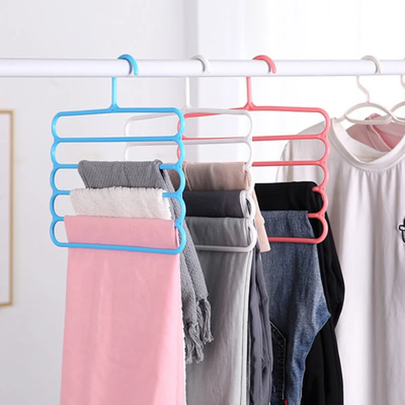 Multifunctional Thickened Five - Layer Pants Hanger With Anti - Slip Design Multi - Layer Household Wardrobe Hanger