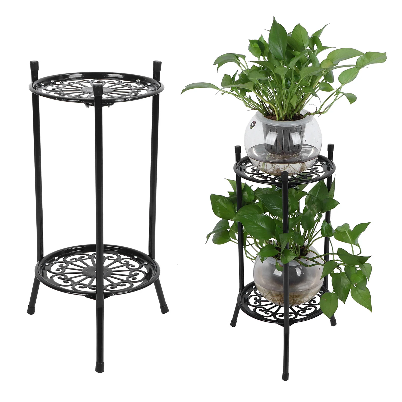 2 Tier Pflanzenst änder Metall Blumentopf halter Display Regal Rack Home Dekoration für Indoor Outdoor Gärten Balkone Korridore Image