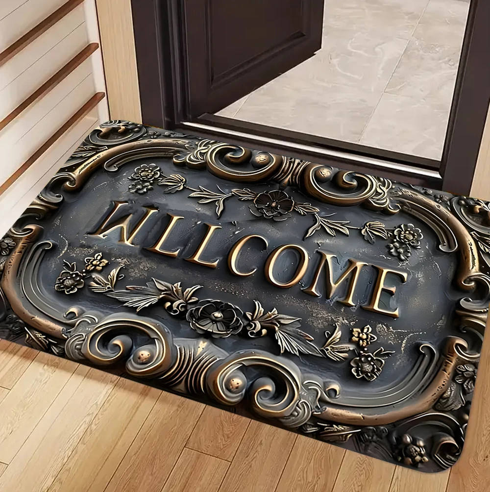 Willkommensmatte, rutschfest, maschinenwaschbar, Fußmatte für Wohnzimmer, Schlafzimmer, Küche, Innen-/Außenteppich