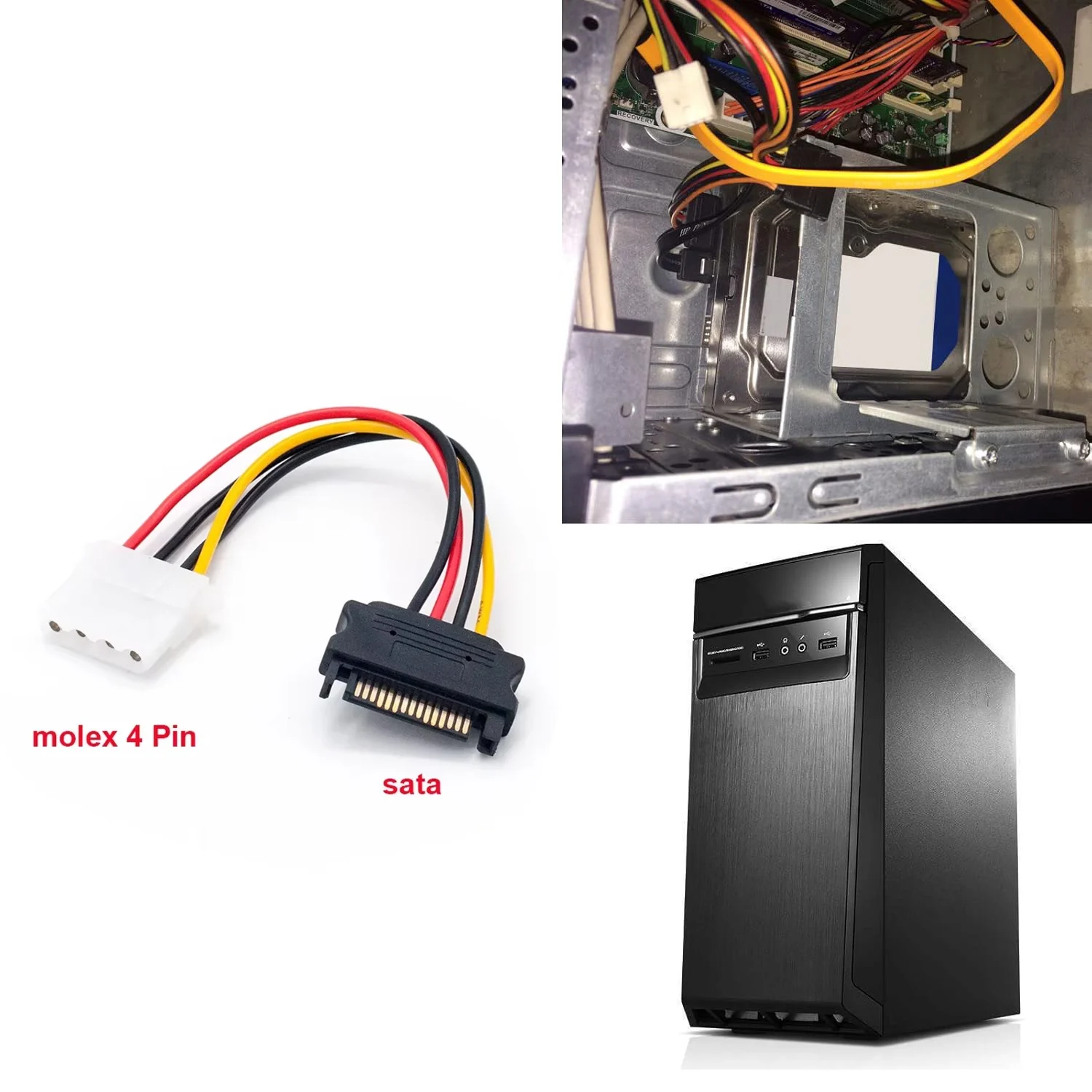 SATA Stromkabel 4 Pin Buchse Molex IDE auf 15 Pin Stecker SATA Verlängerungskabel Festplatte Festplatte 5V Netzteil Kabel Adapter für PC Image