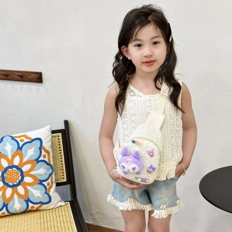 MINISO Sanrio Einfache lässige Kinder-Umhängetasche Anime Kleine Brusttasche Hello Kitty Kuromi Pochacco Cinnamoroll Brusttasche für Kinder