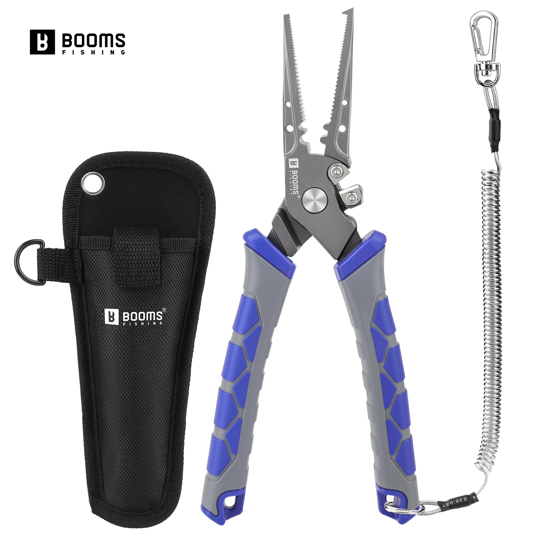 Booms Fishing 19,5 cm Multifunktions-Zange aus Kohlenstoffstahl, Hakenentferner, geteilte Ringzange, Edelstahl-Geflechtschnurschneider, Angelwerkzeuge Image