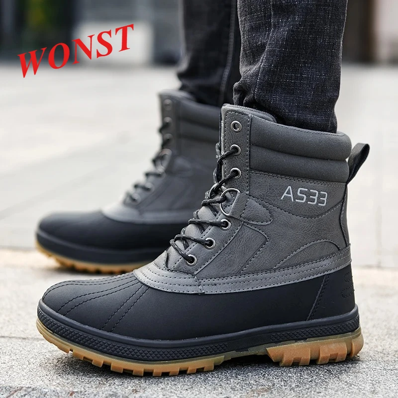 Plus Größe 47, Outdoor-Männerstiefel, Winter-Schneestiefel für Herren, Training, Arbeitsstiefel, wasserdicht, rutschfest, warm halten, Winterschuhe