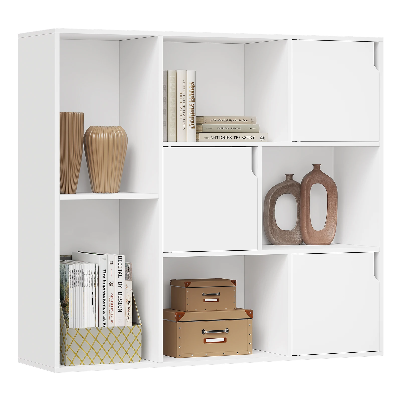 WOLTU Stehendes Bücherregal, Bücherregale, Aktenaufbewahrungsregal mit 8 offenen Fächern, Ordner-Organizer für Büro und Wohnzimmer Image