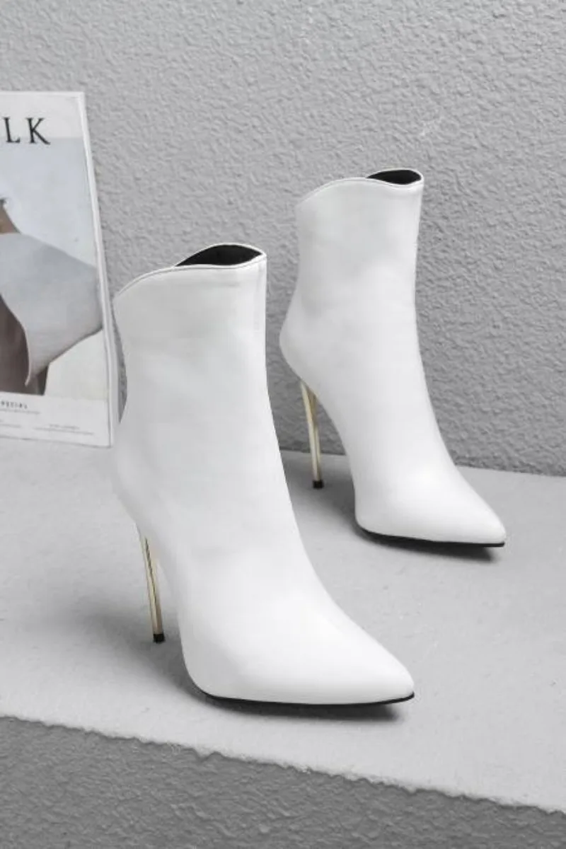 Größe 34-48 Sexy Schuh 12 cm High Heel Damen Schwarz Sexy Point Toe Stiefeletten Herbst Kleid Schuhe