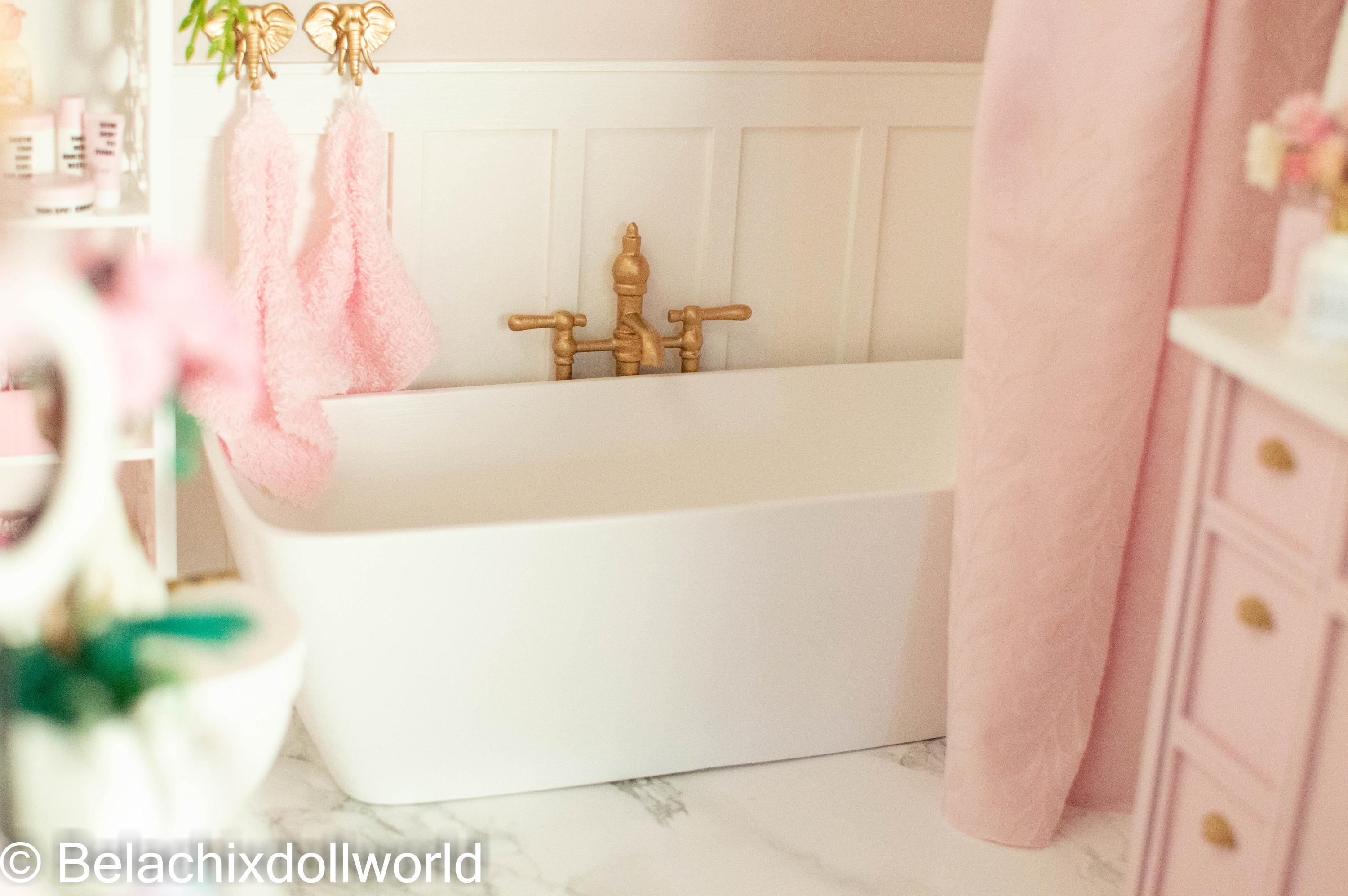Vasca da bagno in miniatura 1:4 + rubinetto, vasca da bagno per casa delle bambole, bagno per casa delle bambole, BJD, MSD, mobili per bambole, dioram