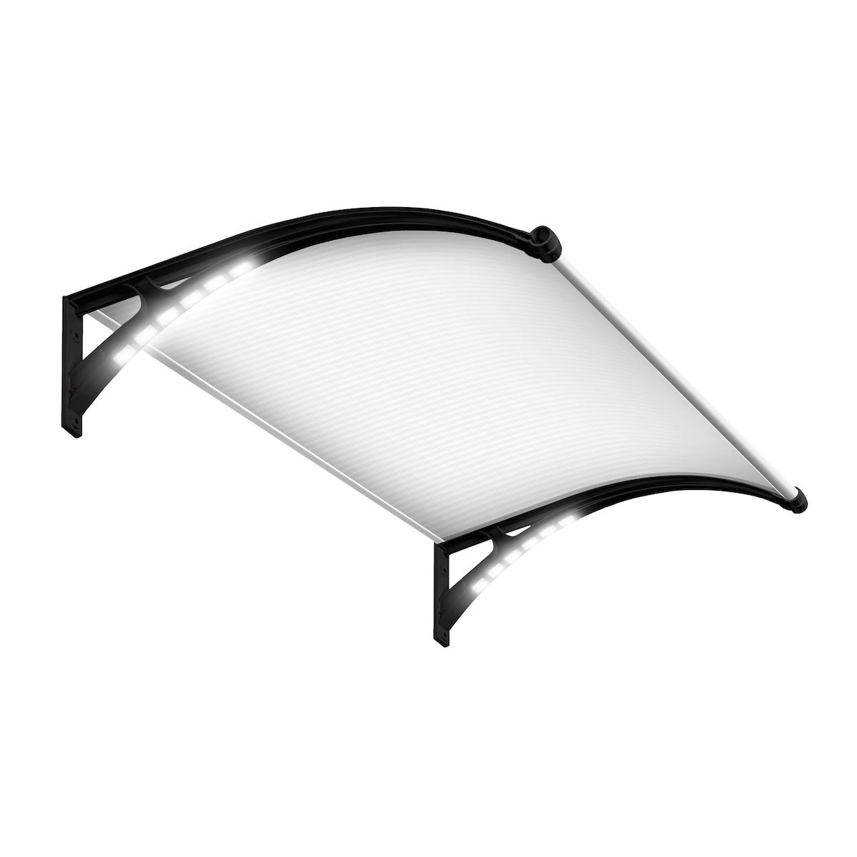 Wasabi - Vordach Haustür 120x100cm – Polycarbonat 5,2mm – PP-Halterungen + Glasfaser – Solar-LED-Licht – Einfache Montage Image