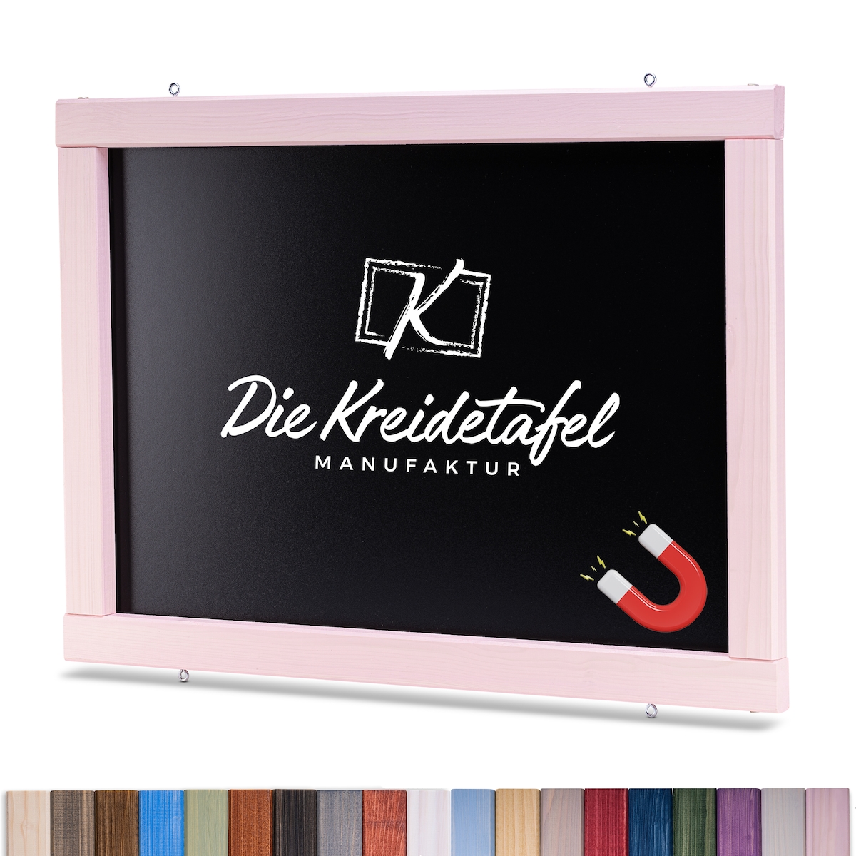 Die Kreidetafel Manufaktur Magnetische Kreidetafel - Magnettafel mit Holzrahmen / Zartrosa 140x60cm Image