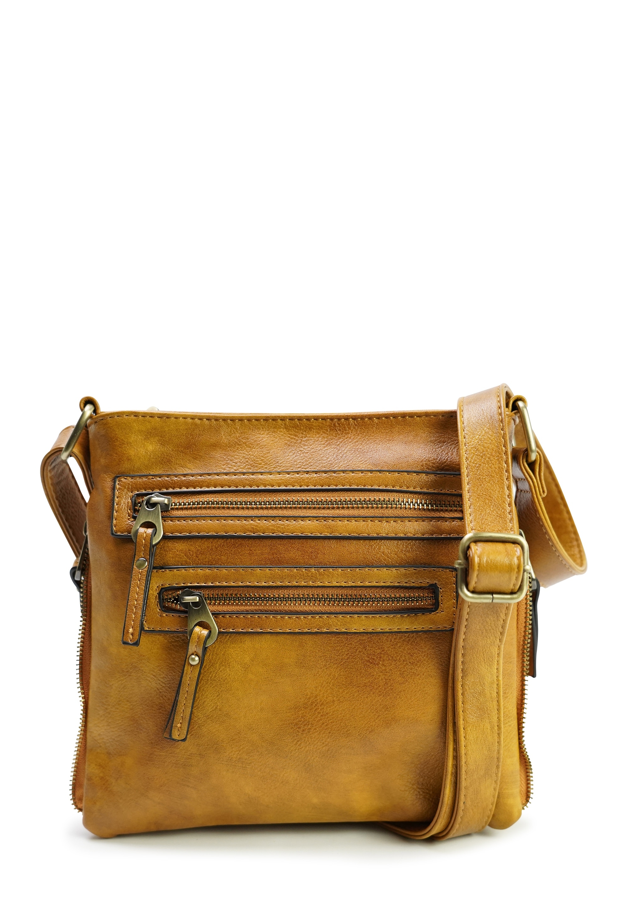 Schultertasche HARPA "LOXLEY", Damen, Gr. B/H/T: 6cm x 24cm x 25cm, karamell, Polyurethan (PU), unifarben, Taschen Schultertasche, mit vielen Fächern