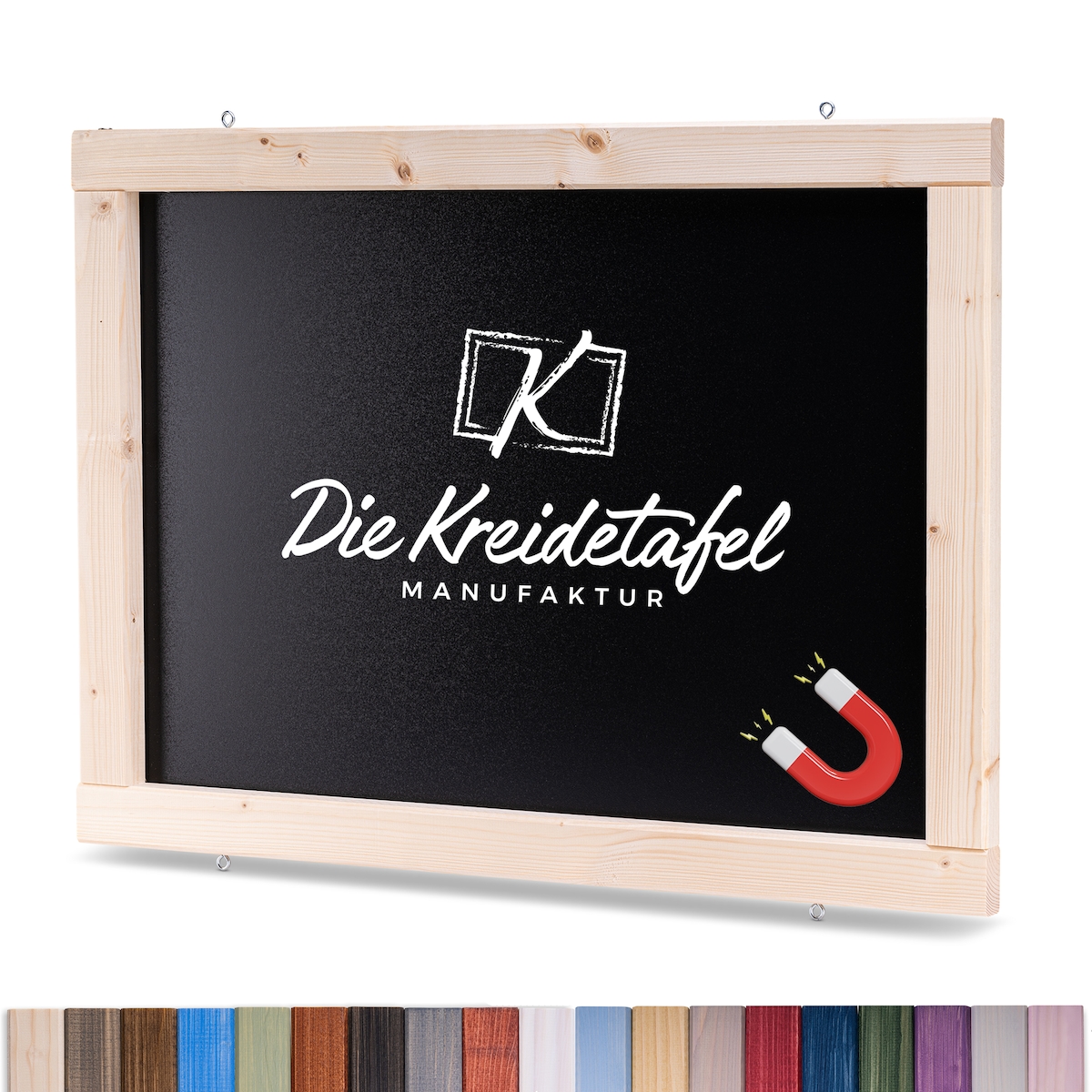 Die Kreidetafel Manufaktur Magnetische Kreidetafel - Magnettafel mit Holzrahmen / Kiefer 120x60cm Image