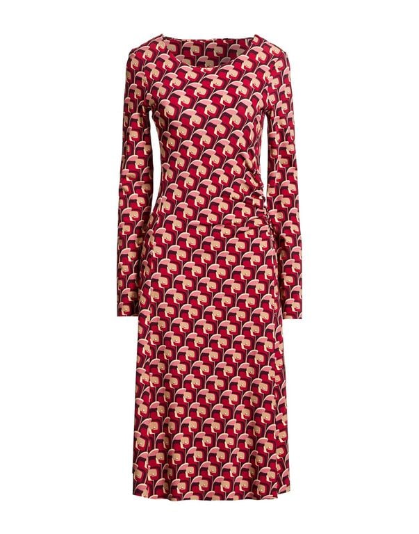 Brick Midi Dress Viscose, Elastane - Red - Maliparmi Dresses