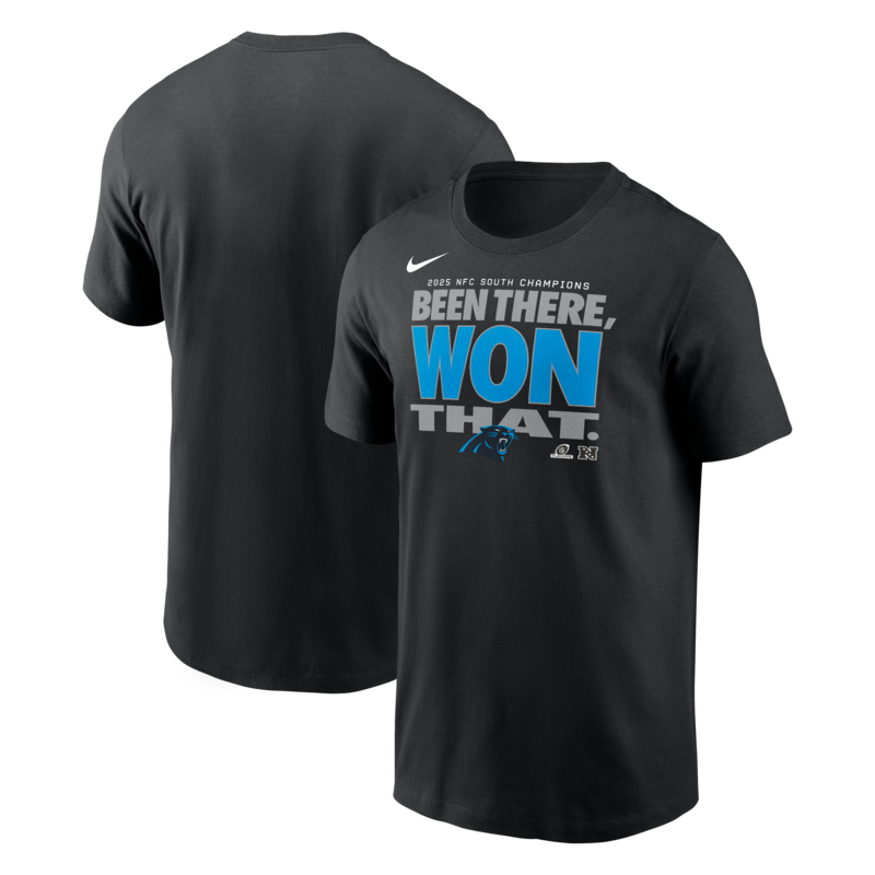 Nike Herren-T-Shirt aus der Carolina Panthers 2025 NFC South Division Champions Locker Room Trophy Collection (Schwarz) Image