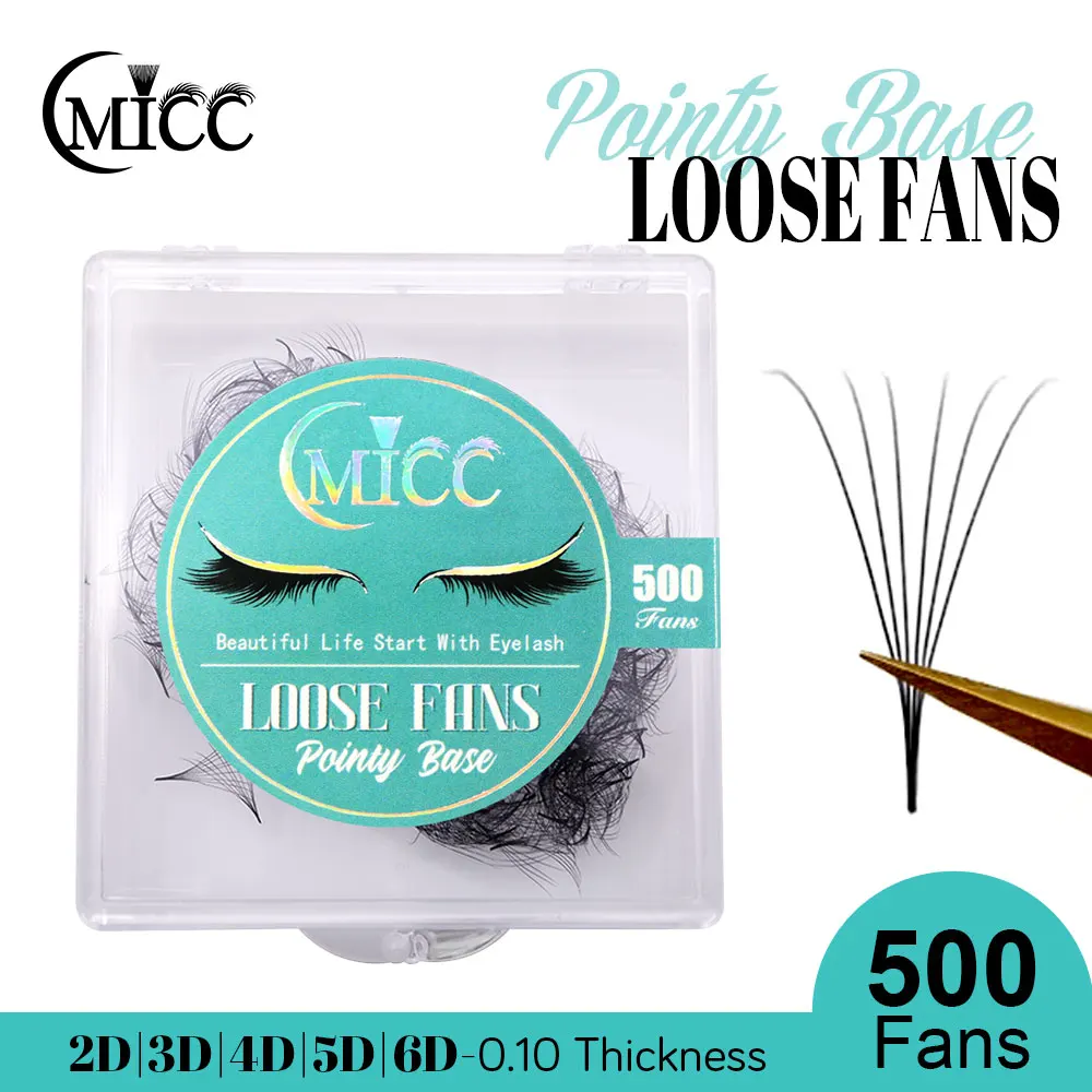 CMICC 500 Fans 2D 3D 4D 5D 6D 0,10 Lose Fan Wimpernverlängerung Scharfe dünne Wurzel Spitze Basis Vorgefertigte Volumenfächer Wimpernverlängerung Image