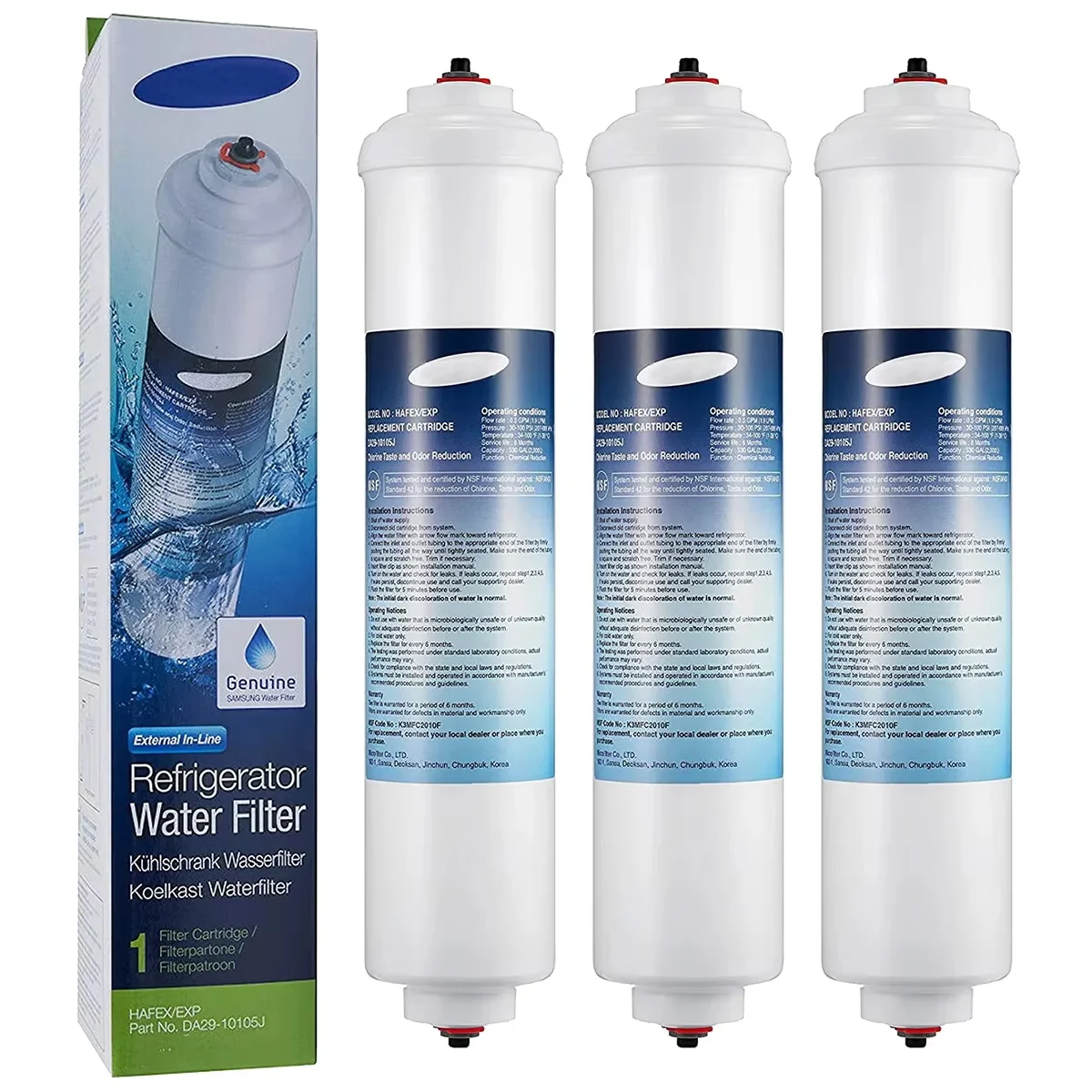 Inline-Wasserfilter-Ersatz für GE GXRTQR, GXRTDQ, 4378411 RB, Samsung HAFEX/EXP, DA29-10105J, Whirlpool WHKF-IMTO, IC-100A, Image