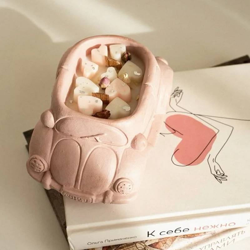 DIY Mini Auto Blumentopf Silikon Form Handgemachte Gips Gemischte Ton Pflanzer Form Kreative Auto Gips Form Garten Vase, Der Image