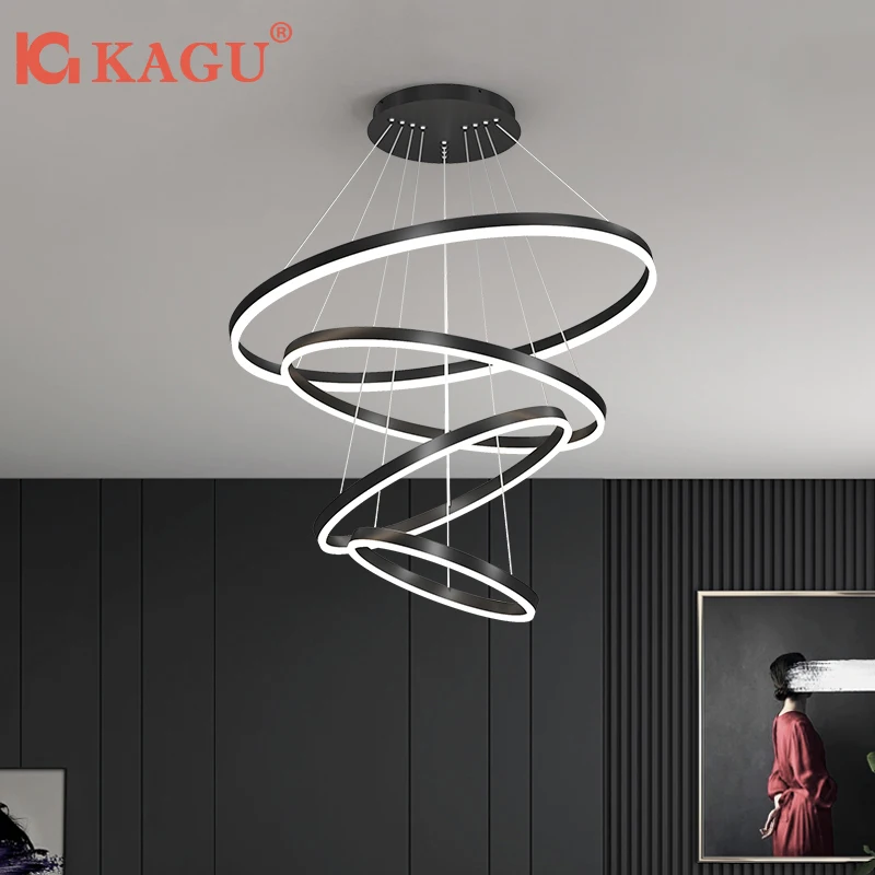 Moderne Anhänger Lampe Led Ringe Kreis Decke Hängen Kronleuchter Schwarz Loft Wohnzimmer Esszimmer Küche Innen Beleuchtung Leuchte