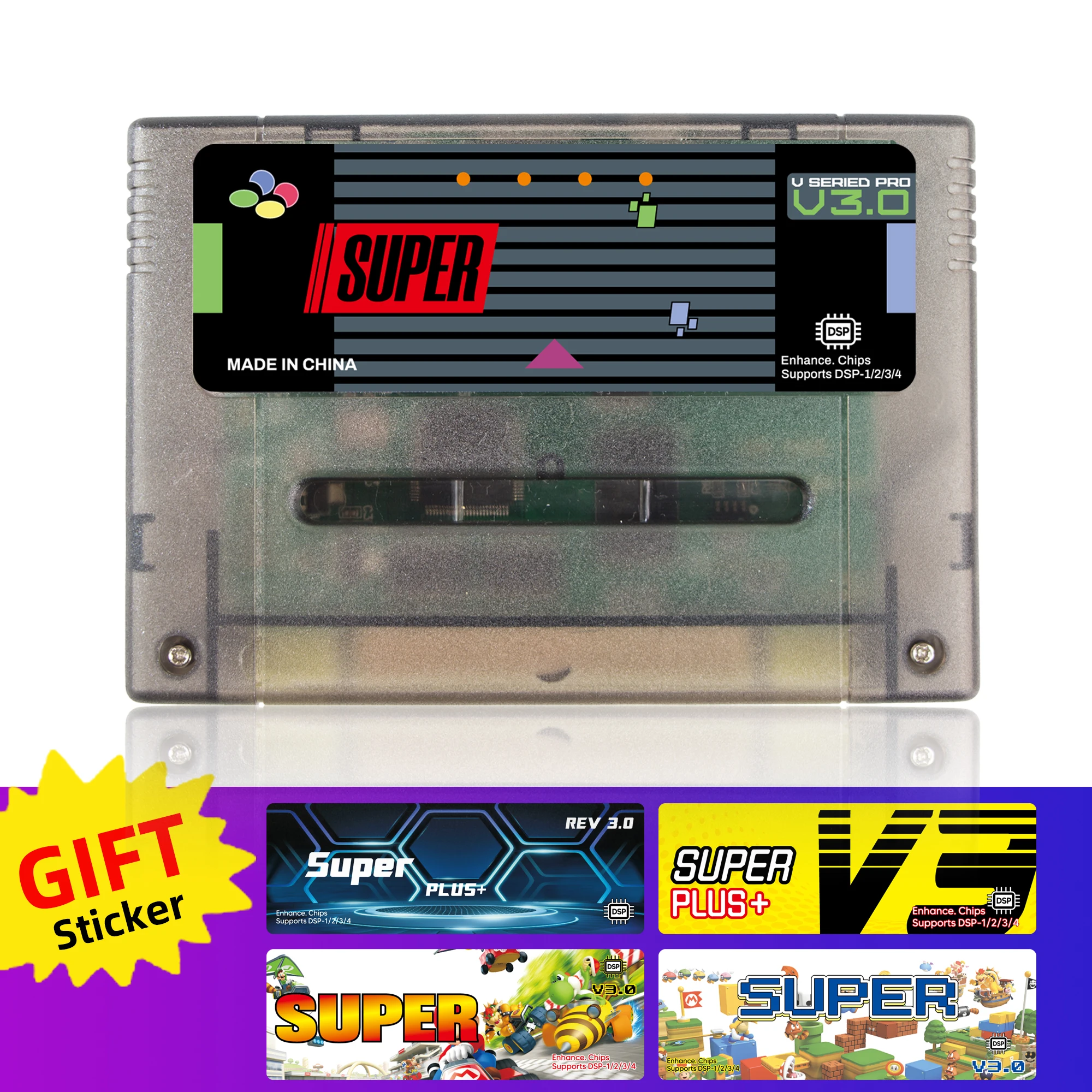 REMANK SFC Cart 3000+Retro Game Super SFC V3.0 Cart DSP SNES SFC Cart Flash SFC V3 für 16-Bit JP/EU/USD/Game Console Image