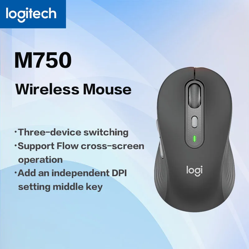 Logitech Signature Plus M750 Kabellose Büromaus, intelligentes Scrollrad, kompatibel mit mehreren Plattformen Image