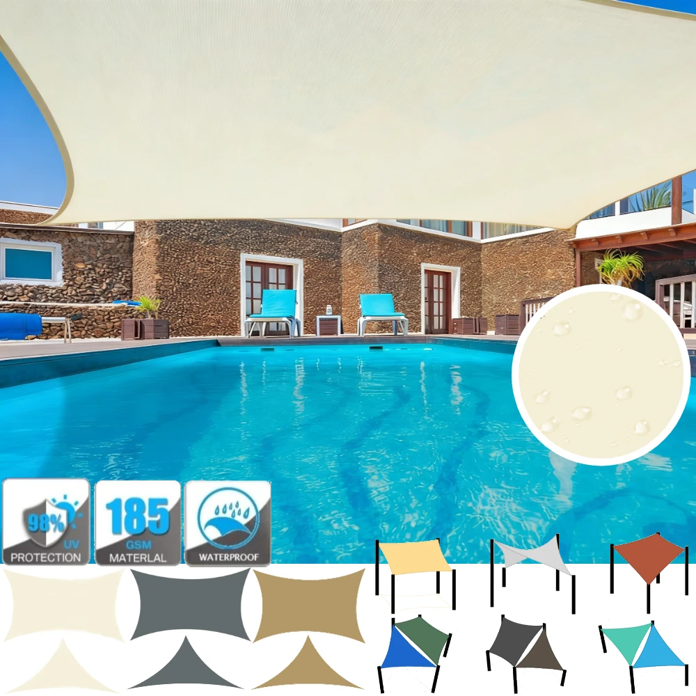 Wasserdichtes Sonnensegel, rechteckig, quadratisch, dreieckig, UV-Block, Baldachin, Schattentuch für Terrasse, Hinterhof, Garten, Outdoor, Markise, Unterschlupf Image